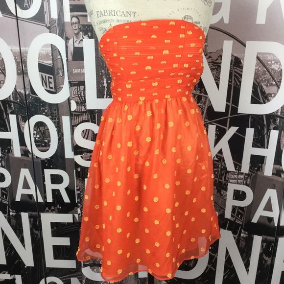 Minuet Petite Dresses & Skirts - Minuet orange polka dot strapless dress